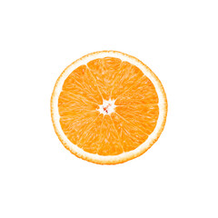 Slice of orange, half of orage fruit slice isolated on white.