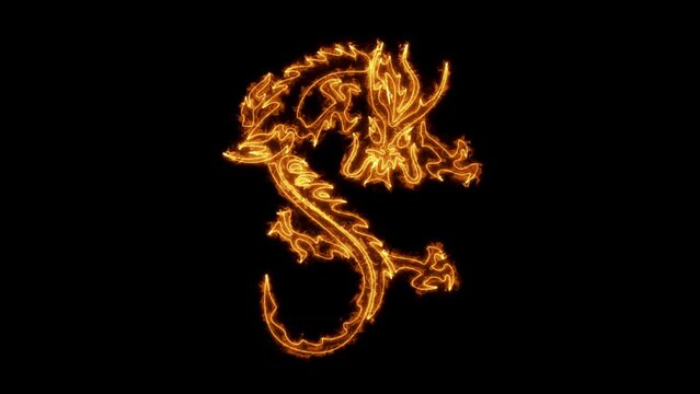 Neon light dragon head animation. Animation collection concept with lightsaber and glow effects.