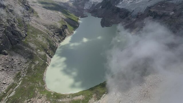 Aerial shot of Chitta Katha Lake, Shounter valley, Neelum valley, Azad Kashmir, Pakistan.