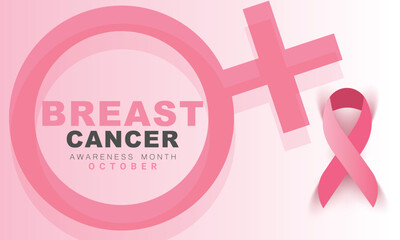 Breast Cancer Awareness Month. background, banner, card, poster, template. Vector illustration.