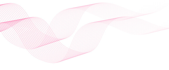 Abstract pink, wave lines on transparent background. Abstract vector pink wave melody lines on white background. Wave modern stream transparent background.	