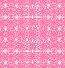 Pattern with White flowers on pink background, Vector abstract flower pattern background