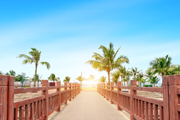 Fototapeta na wymiar wooden boardwalk on the beach