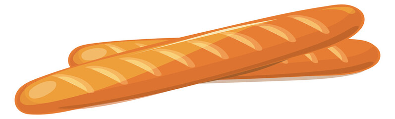 French baguettes. Tasty fresh bakery cartoon icon