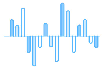 Histogram graph icon. Blue data range representation
