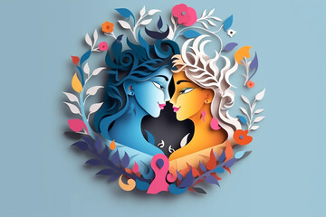 Obraz premium Radha krishna love paper abstract art