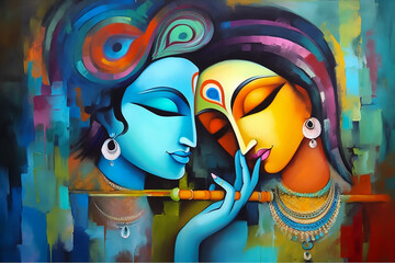 Radha krishna love  paper abstract art