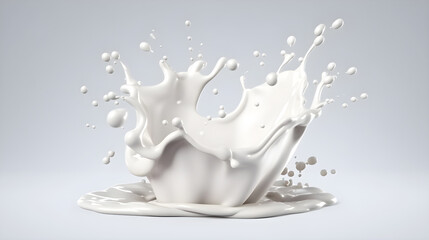 milk splash isolated on white background created with Generative AI