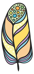 Magic bird feather. Decorative quill color icon