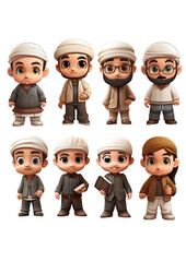 Vector cartoon muslim boy illustration, Generative AI