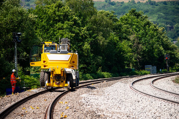 construction of a railway track, work on a railway in England