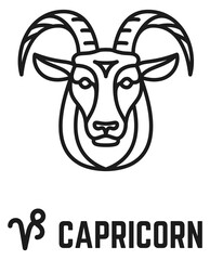 Capricorn line icon. Stellar horoscope symbol. Astrological sign