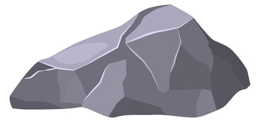 Natural stone. Landscape element. Gray cartoon boulder © LadadikArt