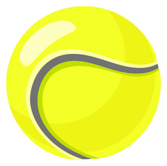 Tennis ball icon. Yellow sport game equipment