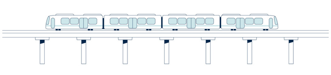 Train on railway bridge. Railroad transport icon