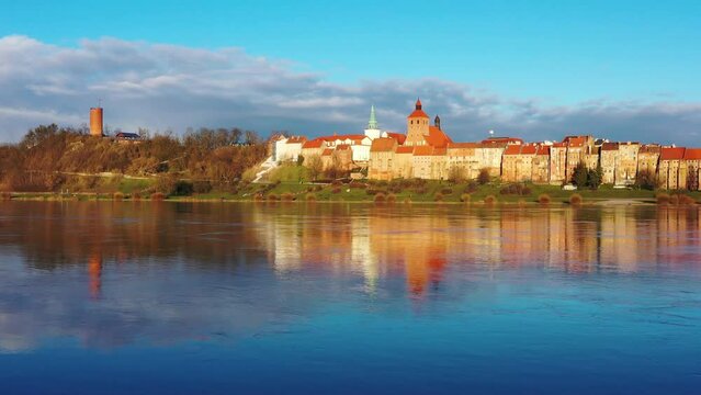 Beautiful architecture of the Granaries in Grudziadz by the Wisla river, Poland.