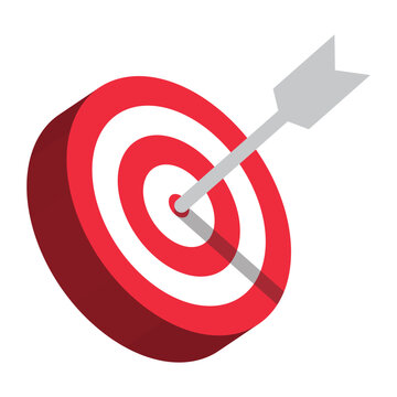 3D Realistic Bullseye Target Icon, Arrow Dart Targeting Symbol, Archery Target Icon, Dart Targeting Market Logo For Success, Winning, Destination, Success Strategy Design Elements Vector Illustration