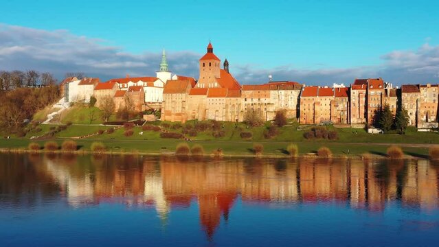 Beautiful architecture of the Granaries in Grudziadz by the Wisla river, Poland.