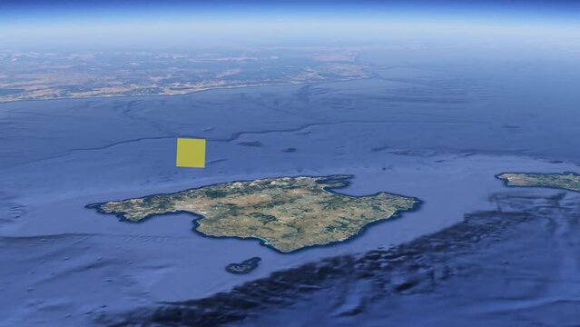 Mallorca, morski, brzeg, podr&oacute;że, mapa, morze śr&oacute;dziemne