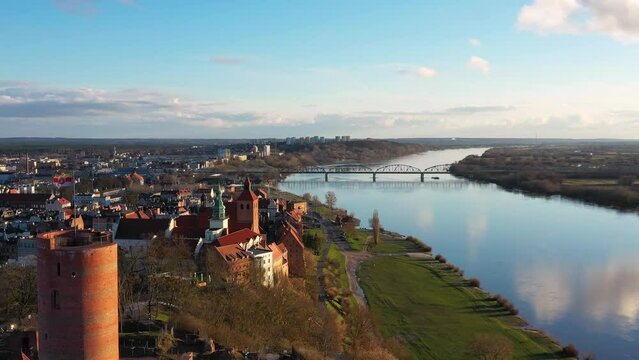 Beautiful architecture of the Granaries in Grudziadz by the Wisla river, Poland.