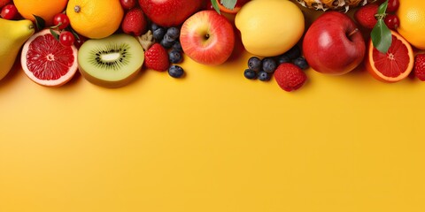 Naklejka na ściany i meble AI Generated. AI Generative. Healthy eco organic vegan fruits decoration canvas background with copy space. Marketing eco promotion design. Graphic Art