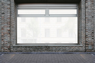 Store Window Banner Mockup. Street Wall