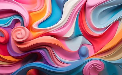 Obraz premium Multi-Colored Abstract Shapes Creative Futuristic Minimialism. Generative AI.