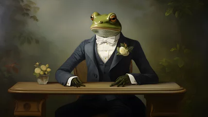 Wandaufkleber frog in a suit, pepe, AI generated © Thomas