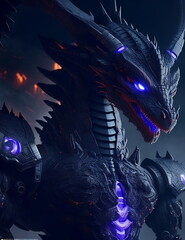 Dragon in the dark. 3D rendering, 3D illustration.