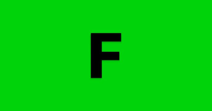 Alphabet Letters F Animation in black and white with ink drop and write-on on the Green Screen alpha channel. Great for word forming and text animation in your video project. 