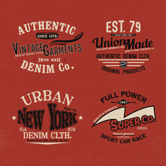 vintage style t-shirt prints pack as vector