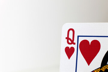 Queen of hearts, close up of top corner of playing card