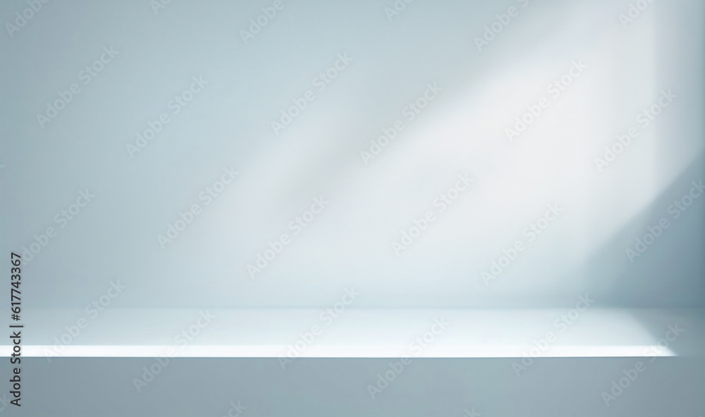 Aufkleber minimal abstract light blue background for product presentation. shadow and light from windows on pl