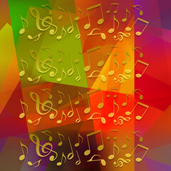 Abstract musical notes on bright colorful background