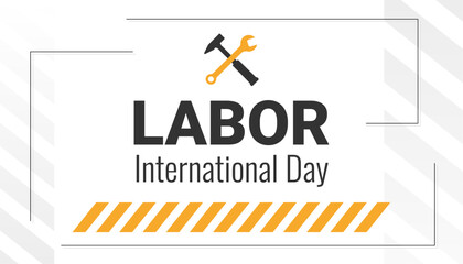 International Labor Day banner vector invitation with Workers Day with decoration and tools on a white background.