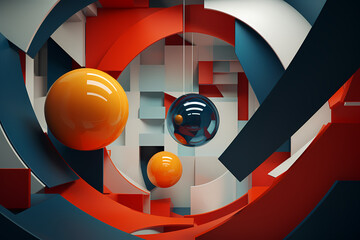 Experience the Fusion of 3D Realistic Geometry with Trending Colors in this Abstract Design, generative ai.