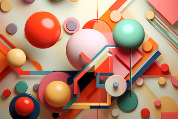 Experience the Fusion of 3D Realistic Geometry with Trending Colors in this Abstract Design, generative ai.