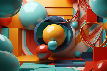 Experience the Fusion of 3D Realistic Geometry with Trending Colors in this Abstract Design, generative ai.