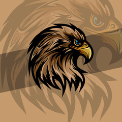 .Bald eagle head mascot with america strong color available for your custom project from a splash of watercolor, colored drawing, realistic vector illustration of paints..
