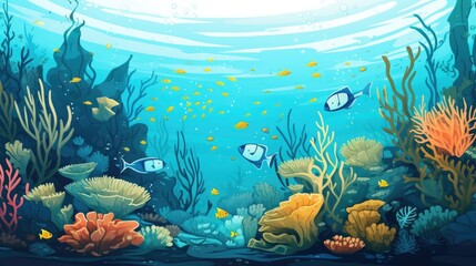 Fototapeta na wymiar coral reef illustration drawing