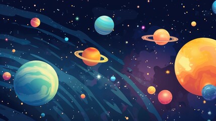 illustration drawing of space and planets