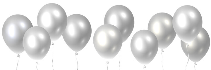 Beautiful colorful realistic seamless pattern of silver flying party balloons. © Jan