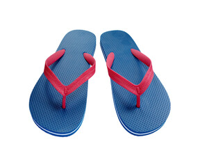 Blue and red flipflops front view isolated png file