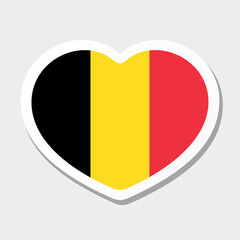 Fototapeta premium Flag of Belgium icon. Vector heart sticker. Best for mobile apps, UI and web design.
