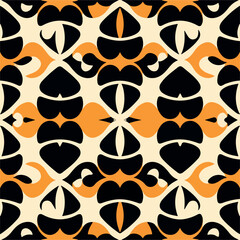 Abstract pattern with vibrant orange, black, and white colors, representing modern artistic expression. Dynamic and eye catching.