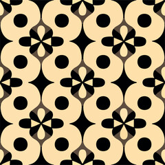 Intricate black and white circles forming seamless Art Deco pattern. Modern and stylish fabric design.