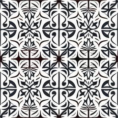 Flowing black and white art nouveau pattern on white. Elegant and intricate. Art deco influence.