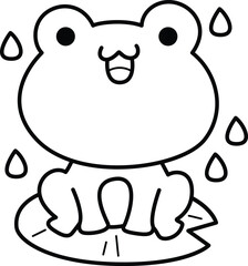 a vector of a cute frog in black and white coloring