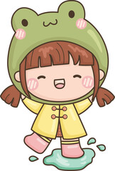 a vector of a girl wearing a frog costume