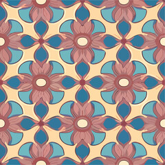 Fototapeta na wymiar Charming blue and pink floral pattern on white background. Vintage inspired and delicate design.
